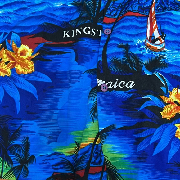 Tropical XL Button Short Sleeve Shirt Camp - Picture 5 of 8